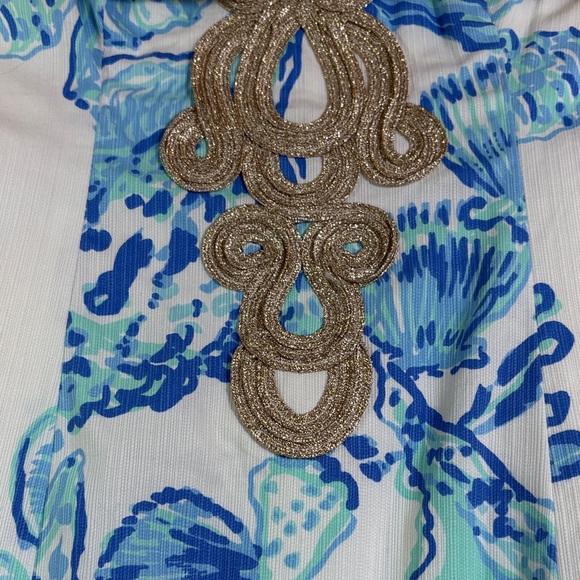 Lilly Pulitzer White Mini Dress with Blue and Teal Shell Print - Picture 5 of 8